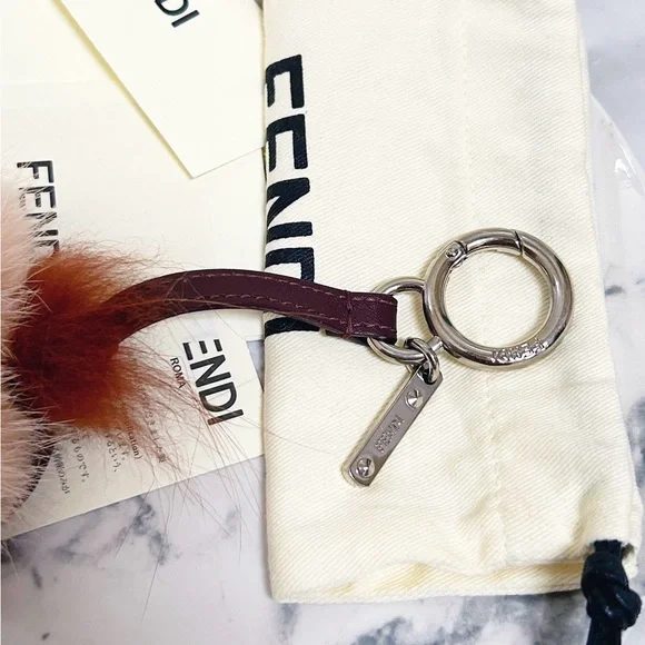 Authentic Fendi Crystal Eye Monster Mink & Rabbit Fur Compact Mirror Bag Charm - Picture 6 of 14